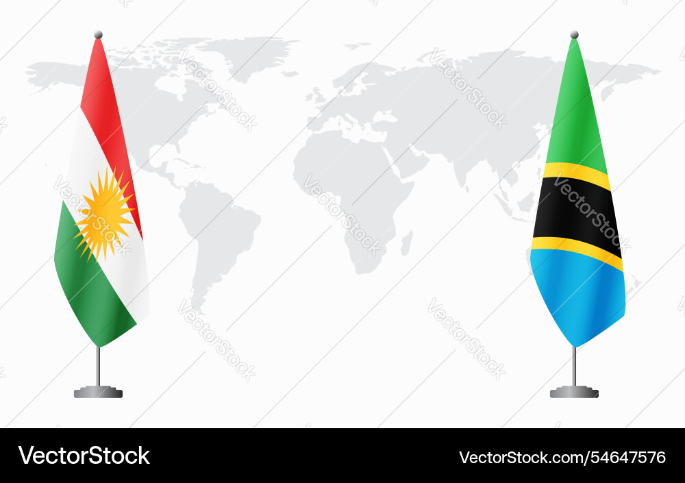 Kurdistan and tanzania flags for official meeting Kurdistan and tanzania flags for official meeting vector image