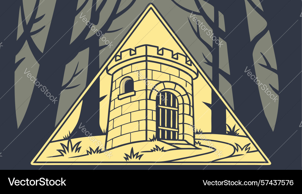 Mysterious pyramid-shaped structure with a hidden Vector Image
