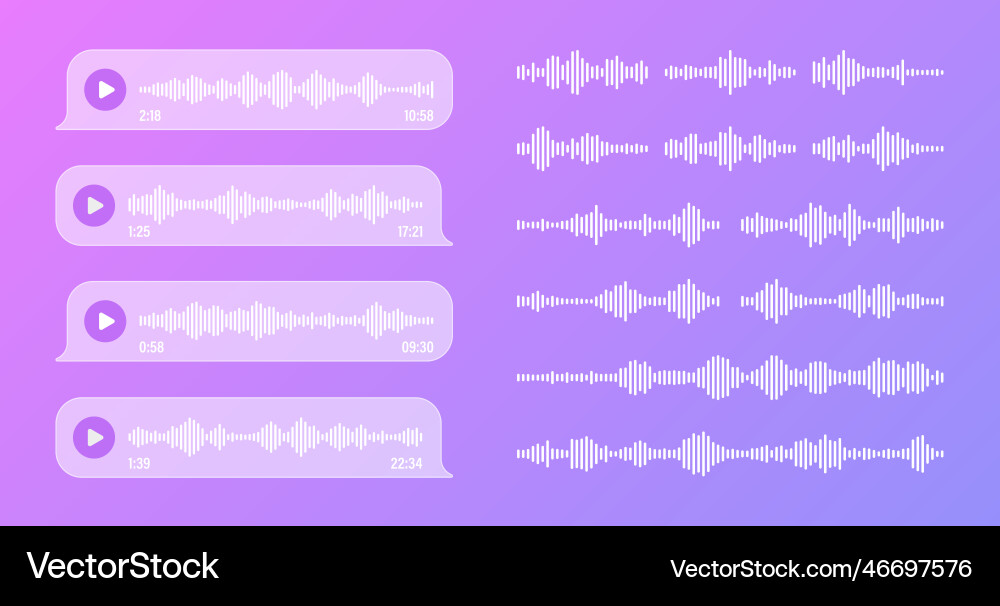 Voice audio message transparent speech bubbles Voice audio message transparent speech bubbles vector image