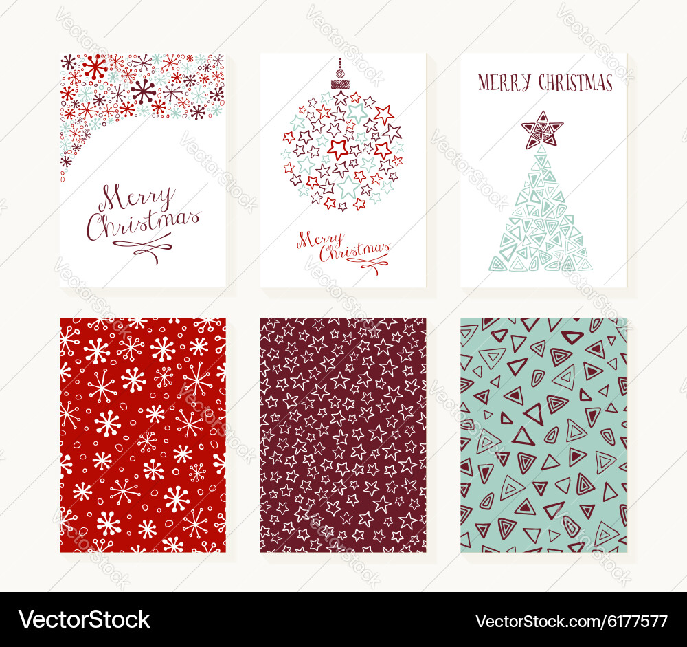 Christmas Outline Pattern Set Vector Image