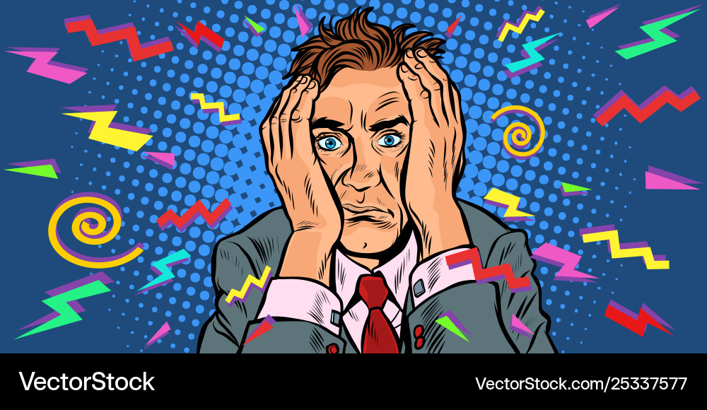 Crazy man with a headache Royalty Free Vector Image