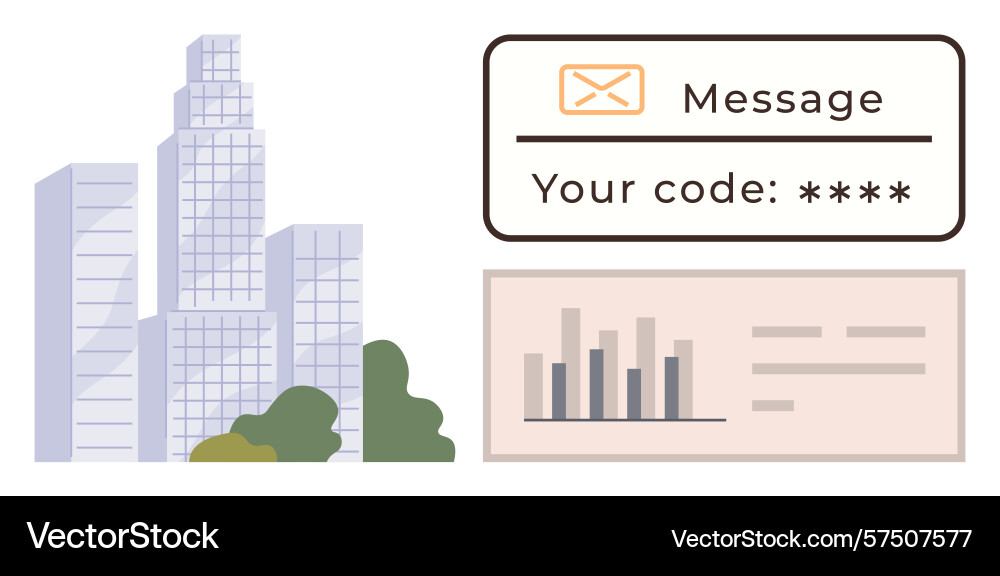Secure verification code message with modern urban Secure verification code message with modern urban vector image