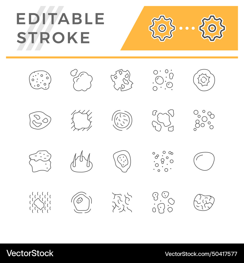 Set line icons of skin disease vector image