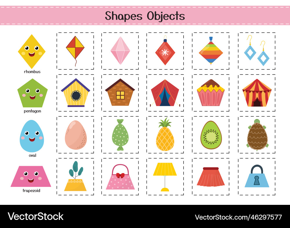 Shapes objects set for kids basic geometric Vector Image