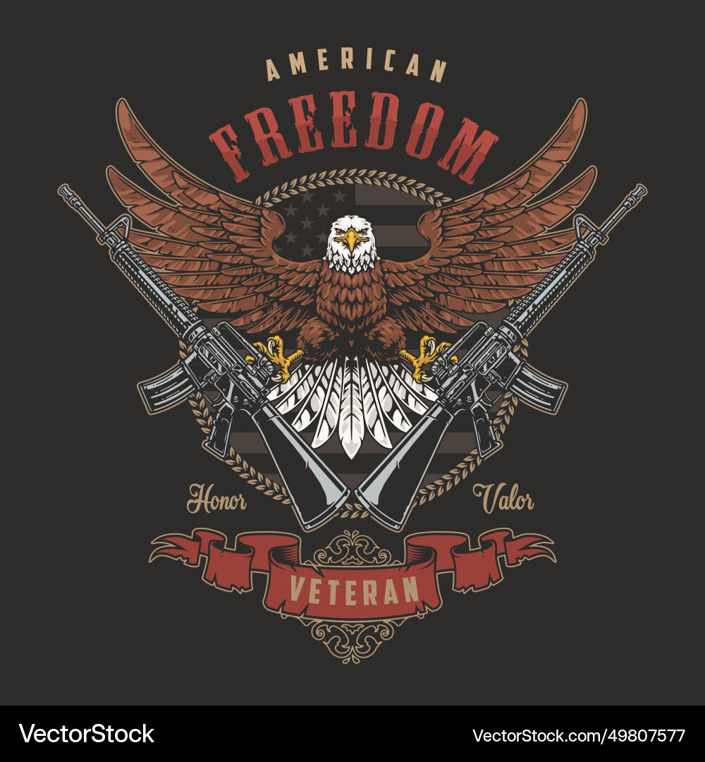 Veteran Day Sticker - Eagle & Rifle Vector Image