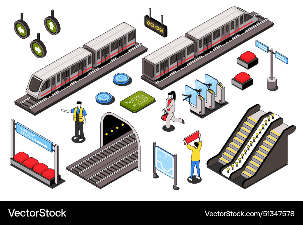 City subway 3d isometric mega set collection flat City subway 3d isometric mega set collection flat vector image