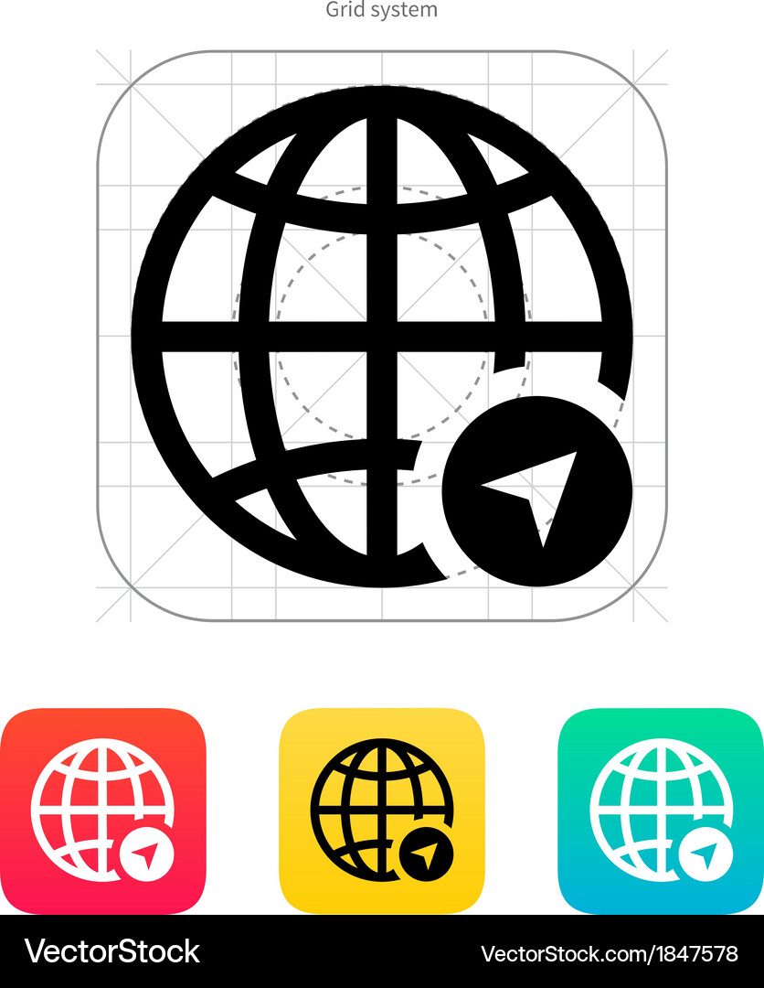 Globe navigation icon Vector Image