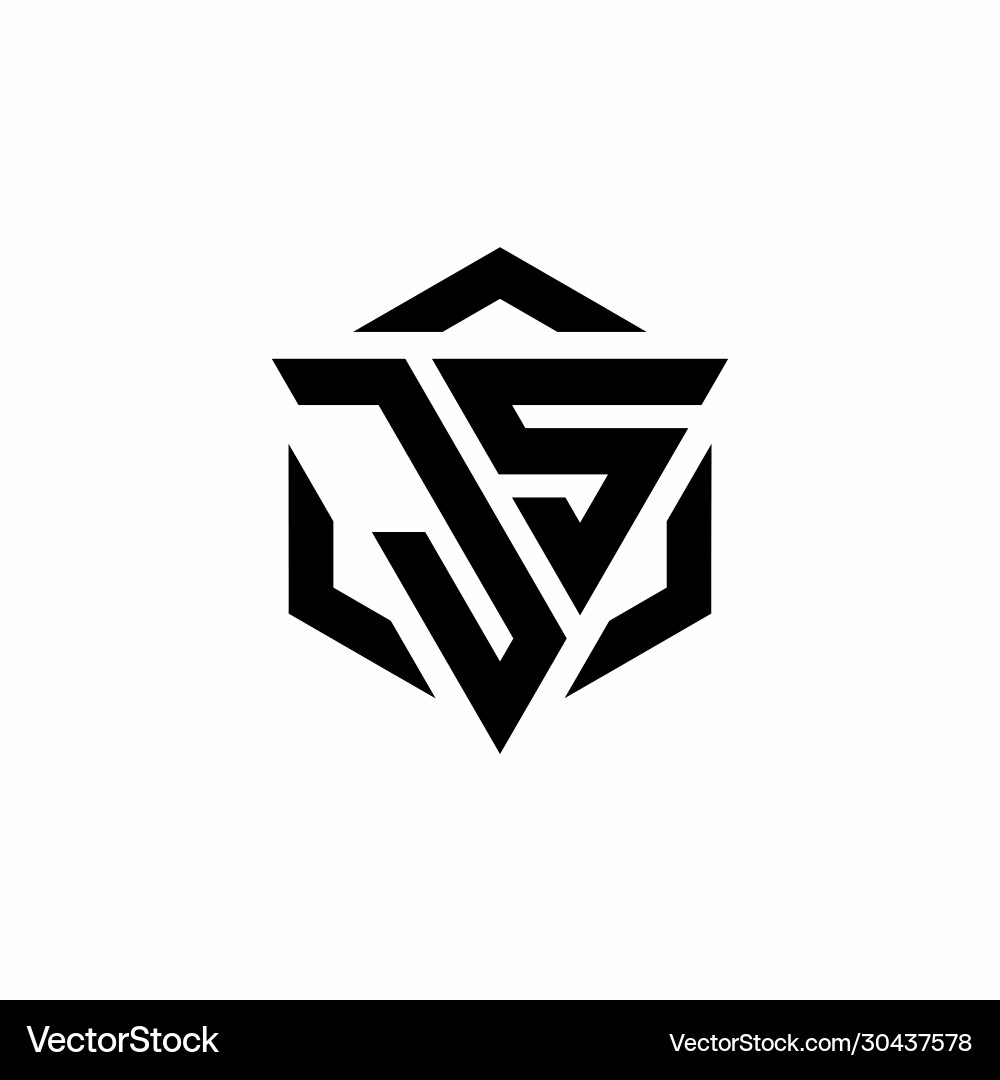 JS Initial Logo - Triangle & Hexagon vector image