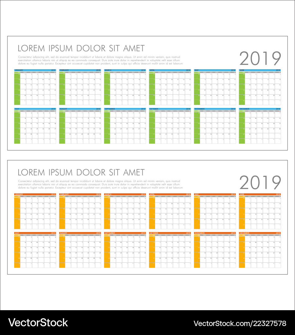 Minimalist 2019 Calendar Planner Royalty Free Vector Image