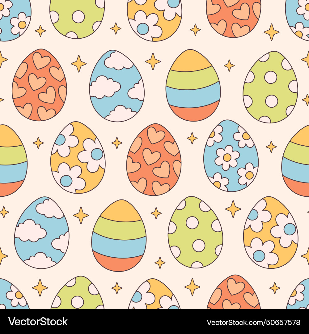 Seamless pattern with easter eggs in retro style Seamless pattern with easter eggs in retro style vector image