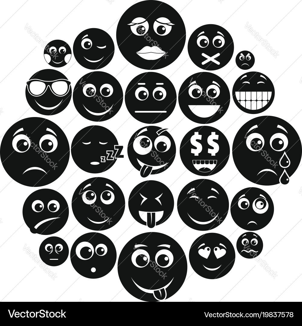 Smile icon set simple style Vector Image