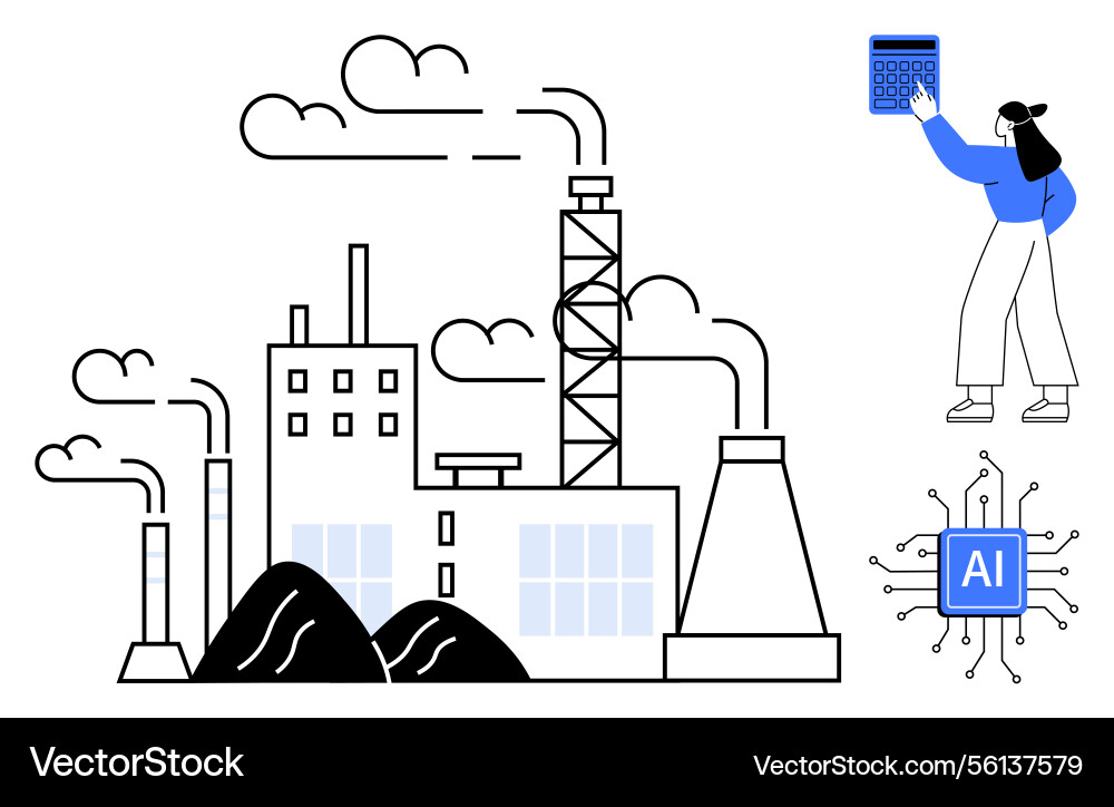 Ai-powered industrial development with data Ai-powered industrial development with data vector image