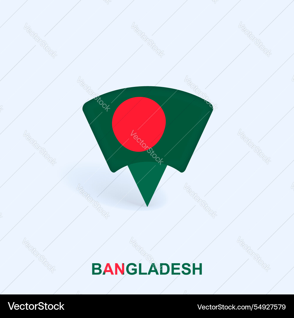 Bangladesh flag map pointer design with shadow Bangladesh flag map pointer design with shadow Vector Image