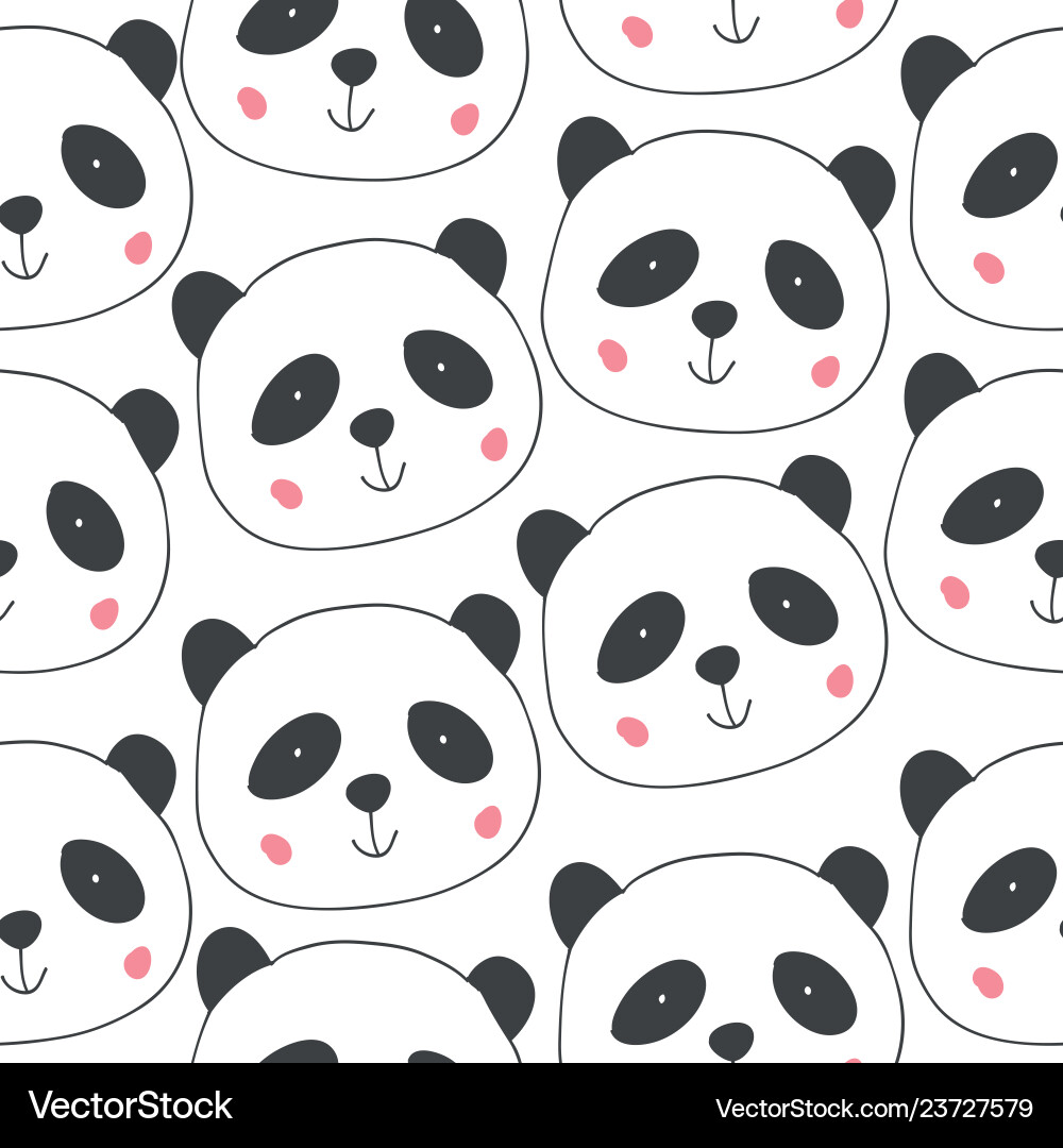 Childish seamless pattern with hand drawn pandas Childish seamless pattern with hand drawn pandas vector image
