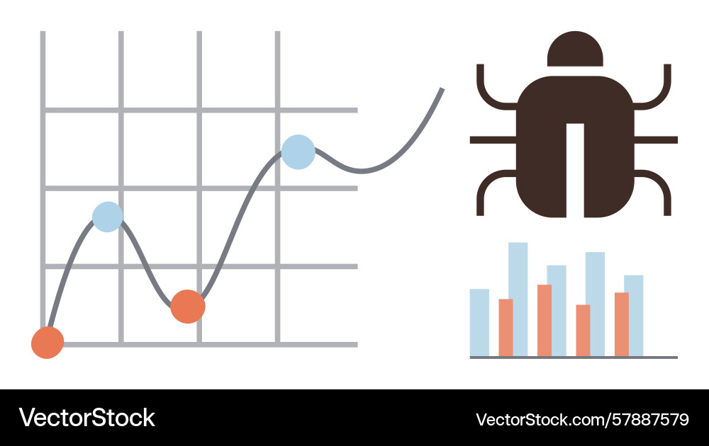 Data analysis with bug detected and performance Data analysis with bug detected and performance Vector Image