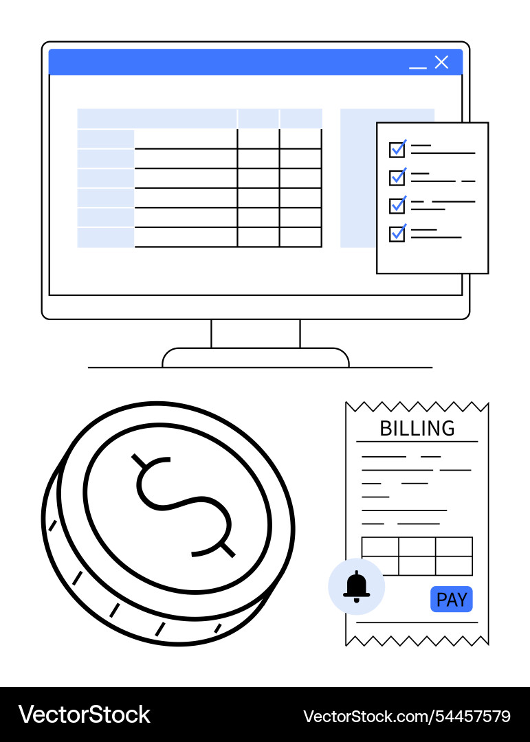 Efficient online billing process Efficient online billing process vector image