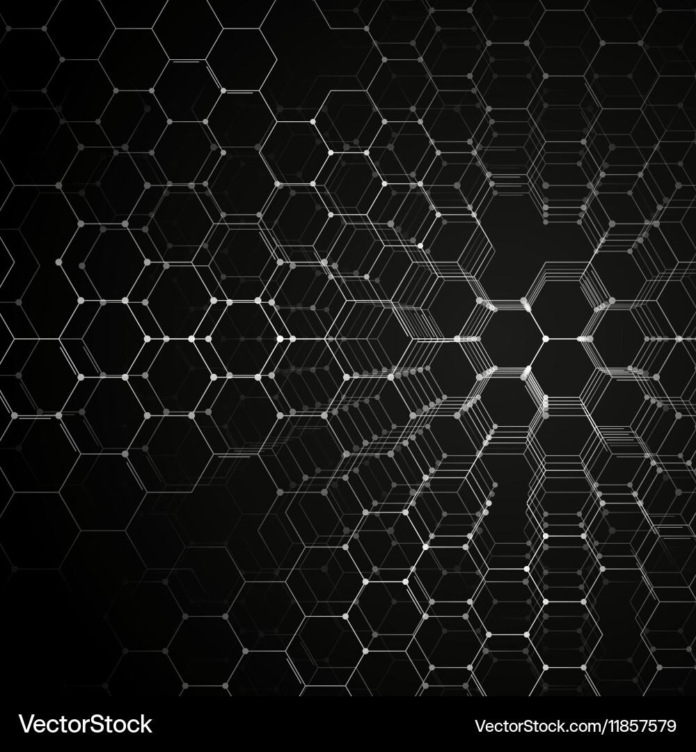 Hexagonal Molecular Structure - 3D Pattern vector image