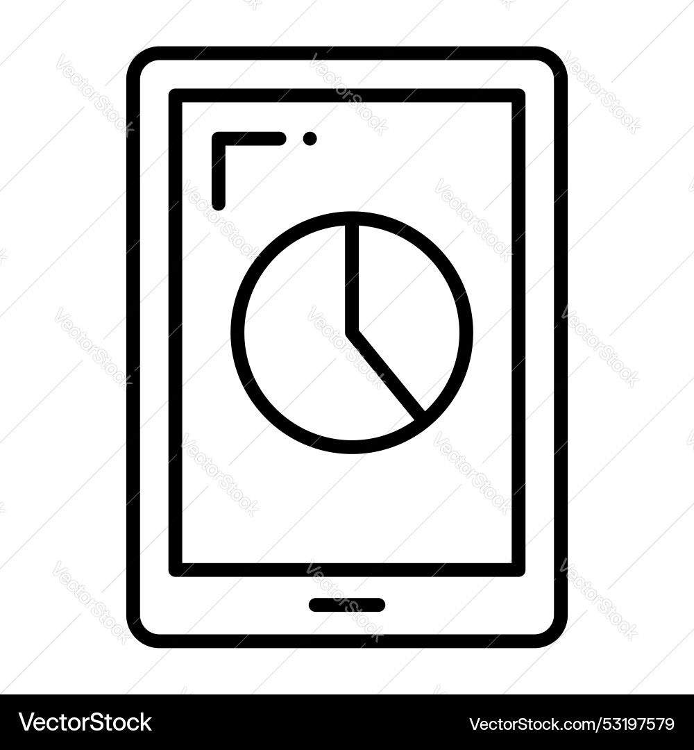 Mobile pie chart icon isolated on white background Vector Image