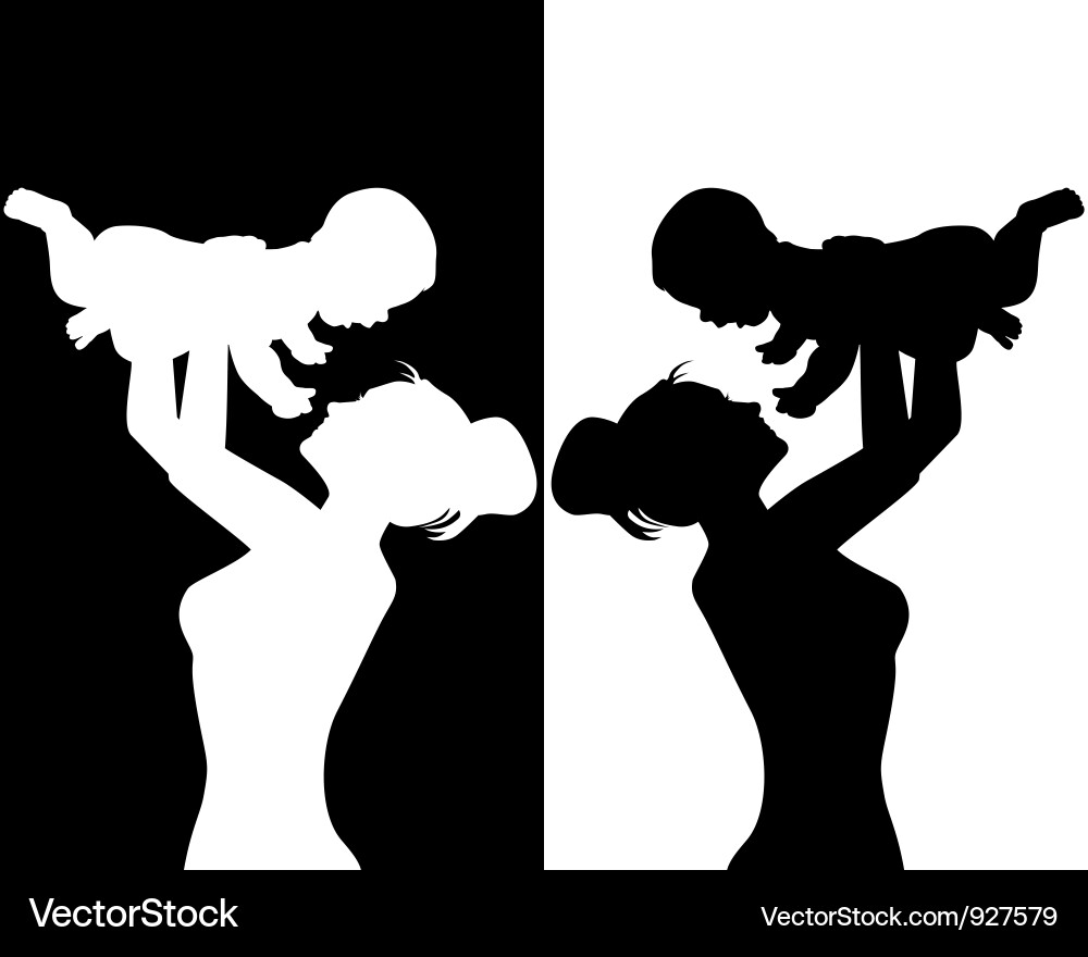 Mother and Child Silhouette Vector Image
