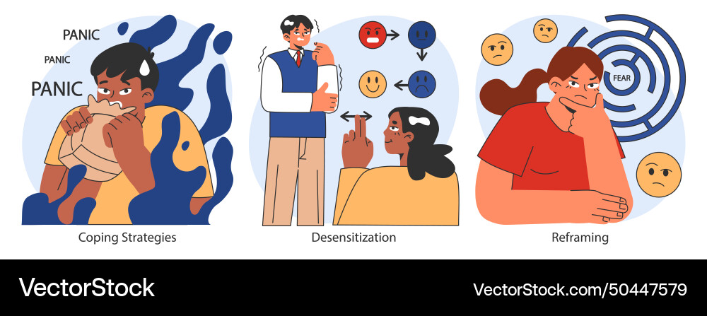 Overcoming fears set characters confronting Overcoming fears set characters confronting vector image