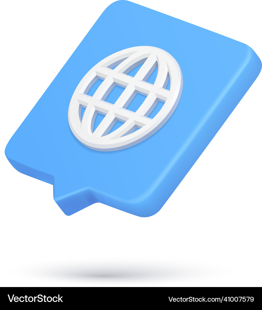 Realistic diagonal 3d icon global grid planet Realistic diagonal 3d icon global grid planet vector image