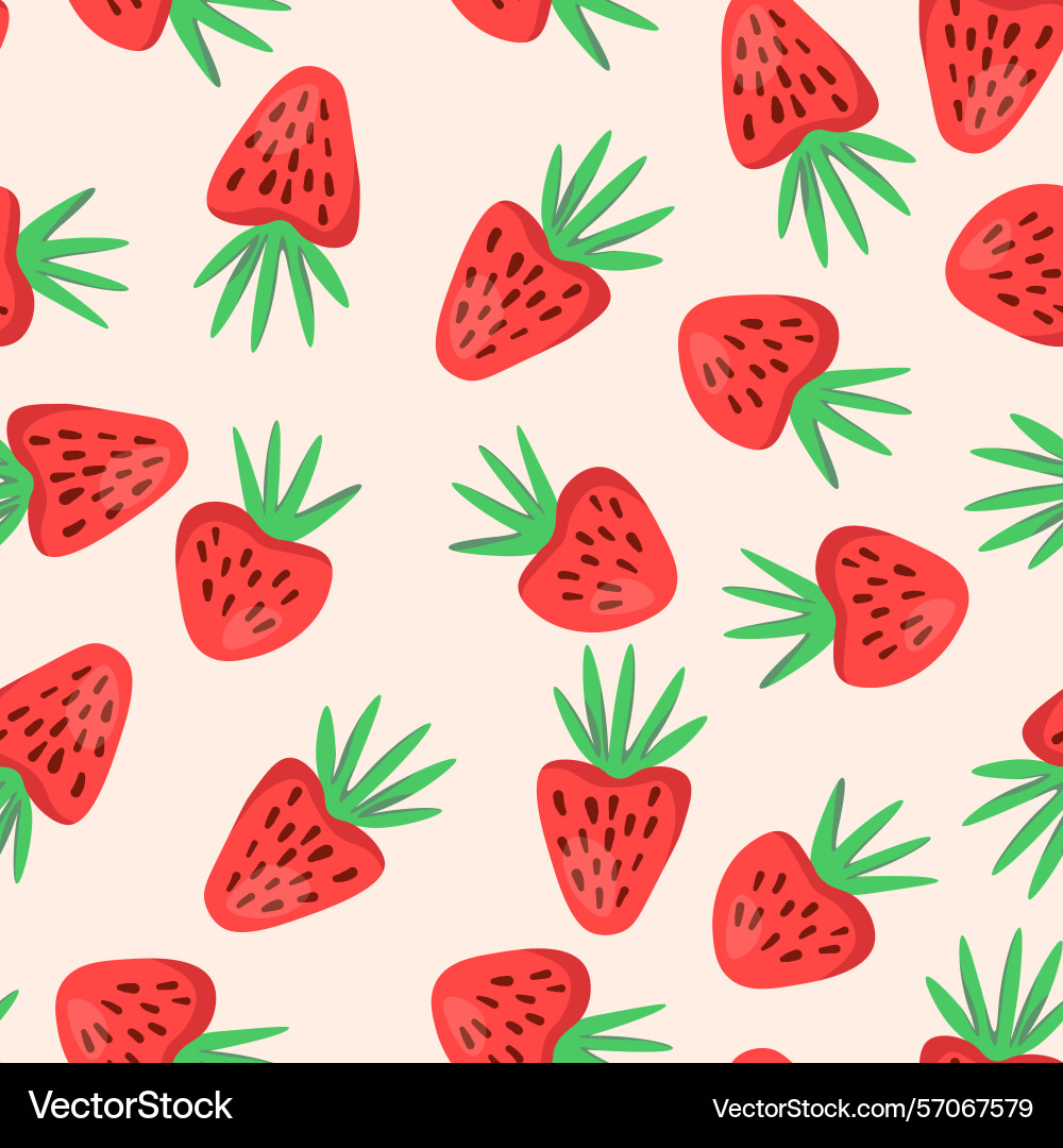 Seamless pattern with strawberry on color Vector Image