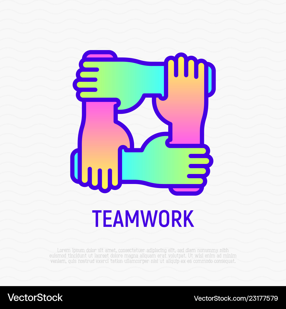 Teamwork thin line icon with gradient Teamwork thin line icon with gradient vector image