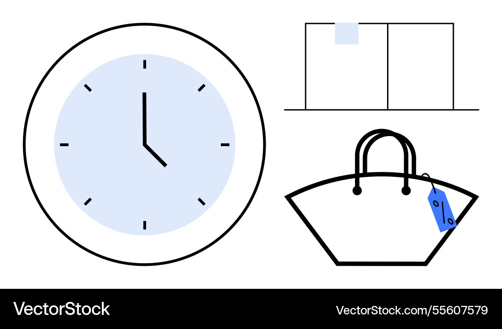 Time management and shopping concept with clock Time management and shopping concept with clock vector image
