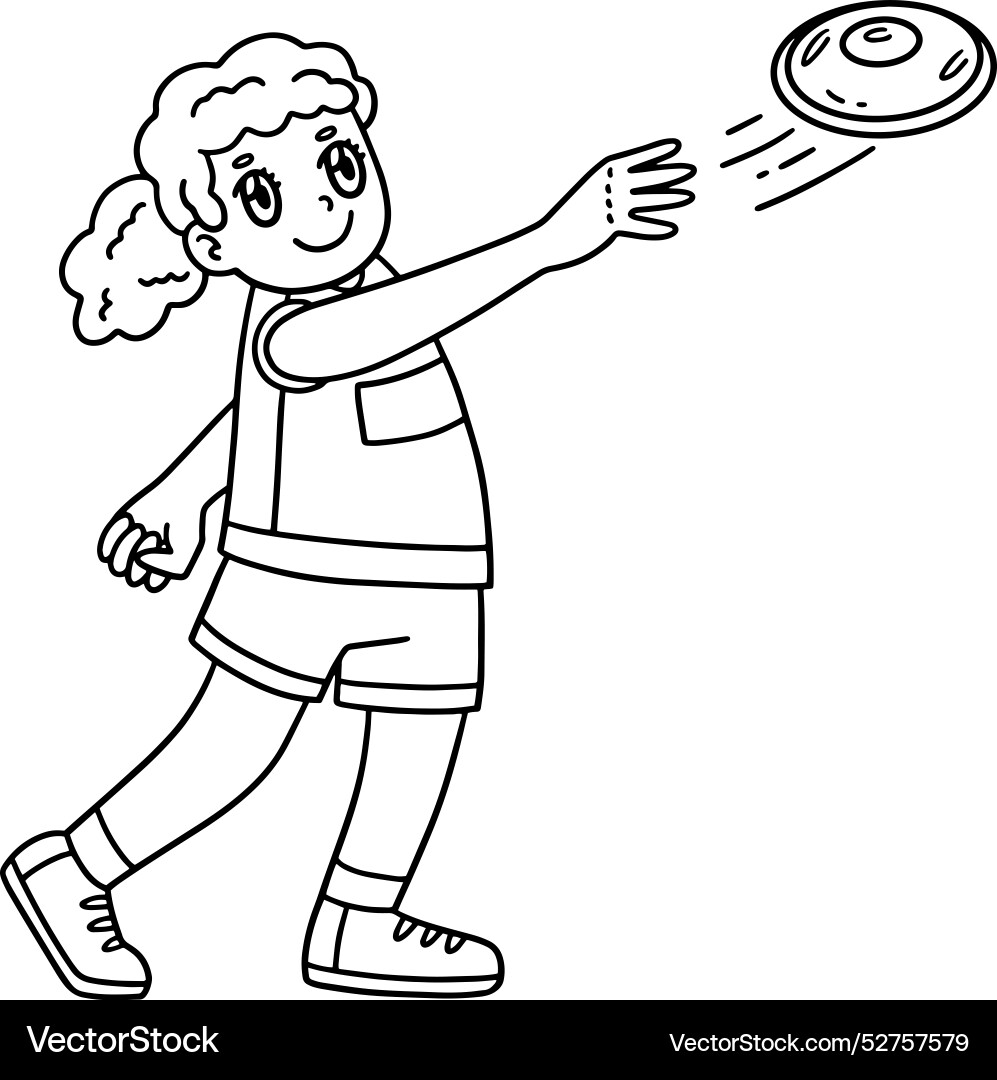 Track and field female throwing a discus isolated Vector Image