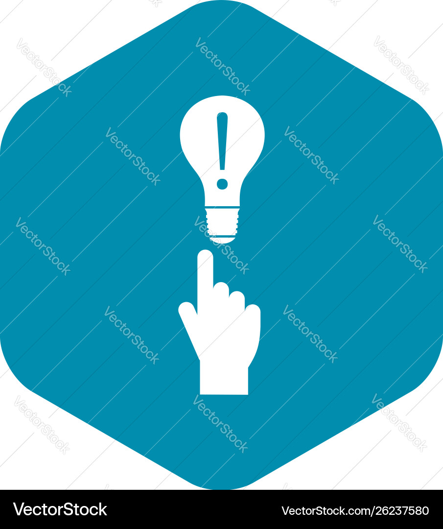 A finger pointer and light bulb icon simple style A finger pointer and light bulb icon simple style vector image