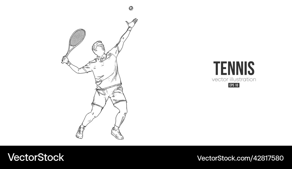 Abstrakte Silhouette eines Tennisspielers auf weiß Abstrakte Silhouette eines Tennisspielers auf weiß vektorbild