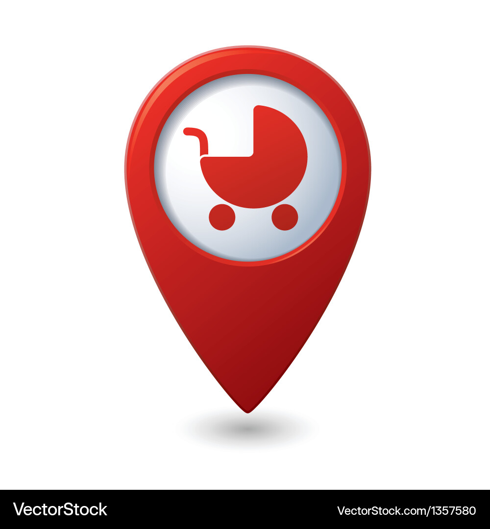 Baby Carriage Map Pointer Vector Image