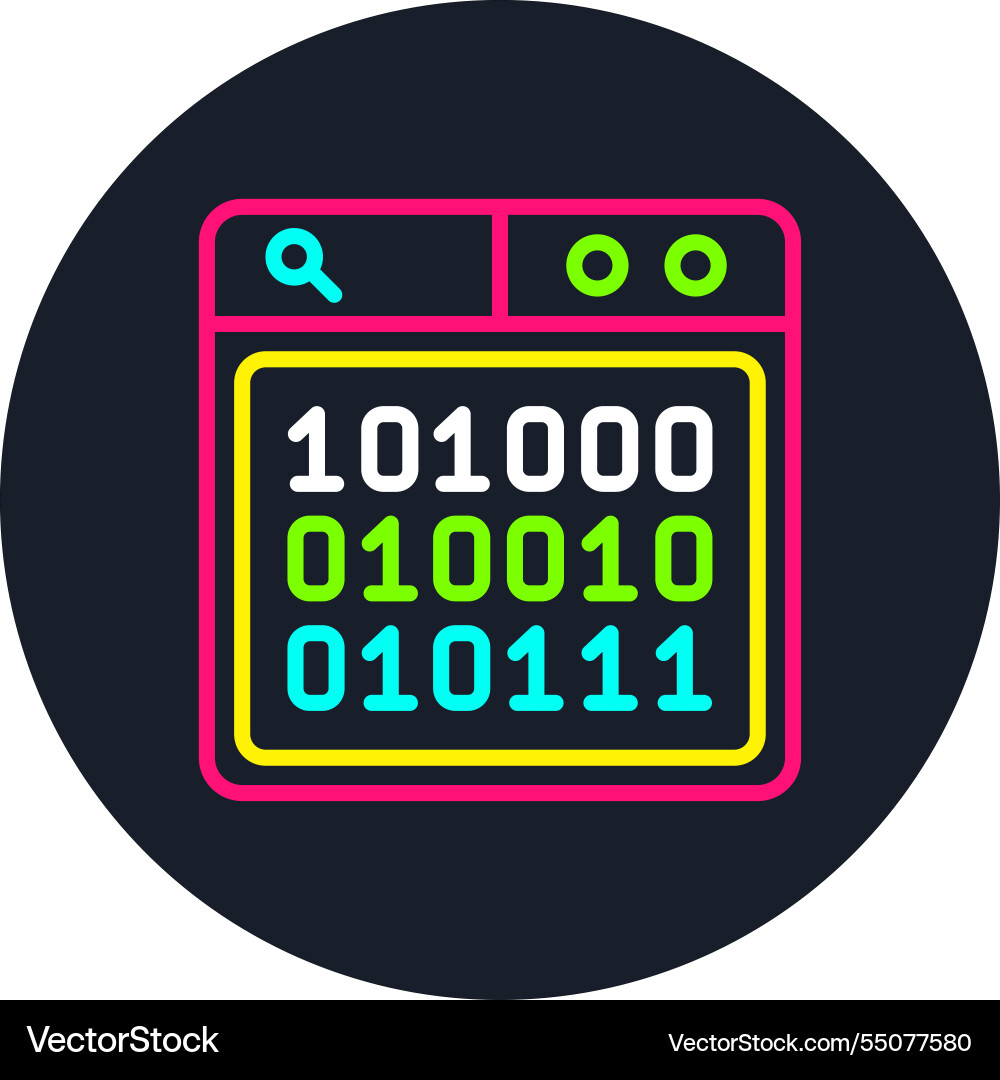 Binary code line multi color icon vector image