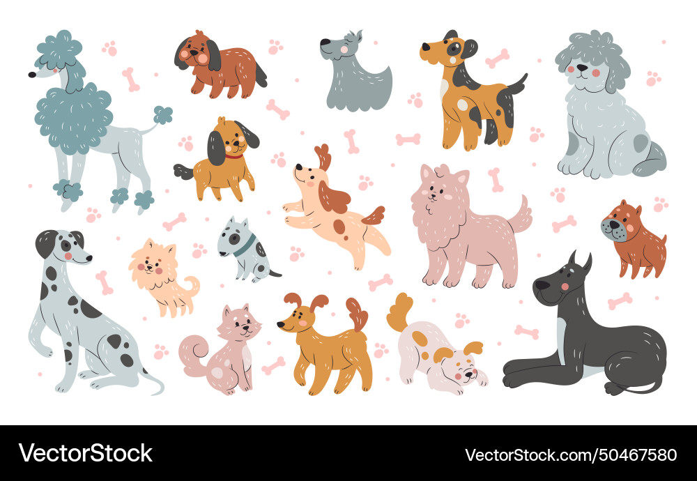 Dog cute pet line funny character animal icon vector image