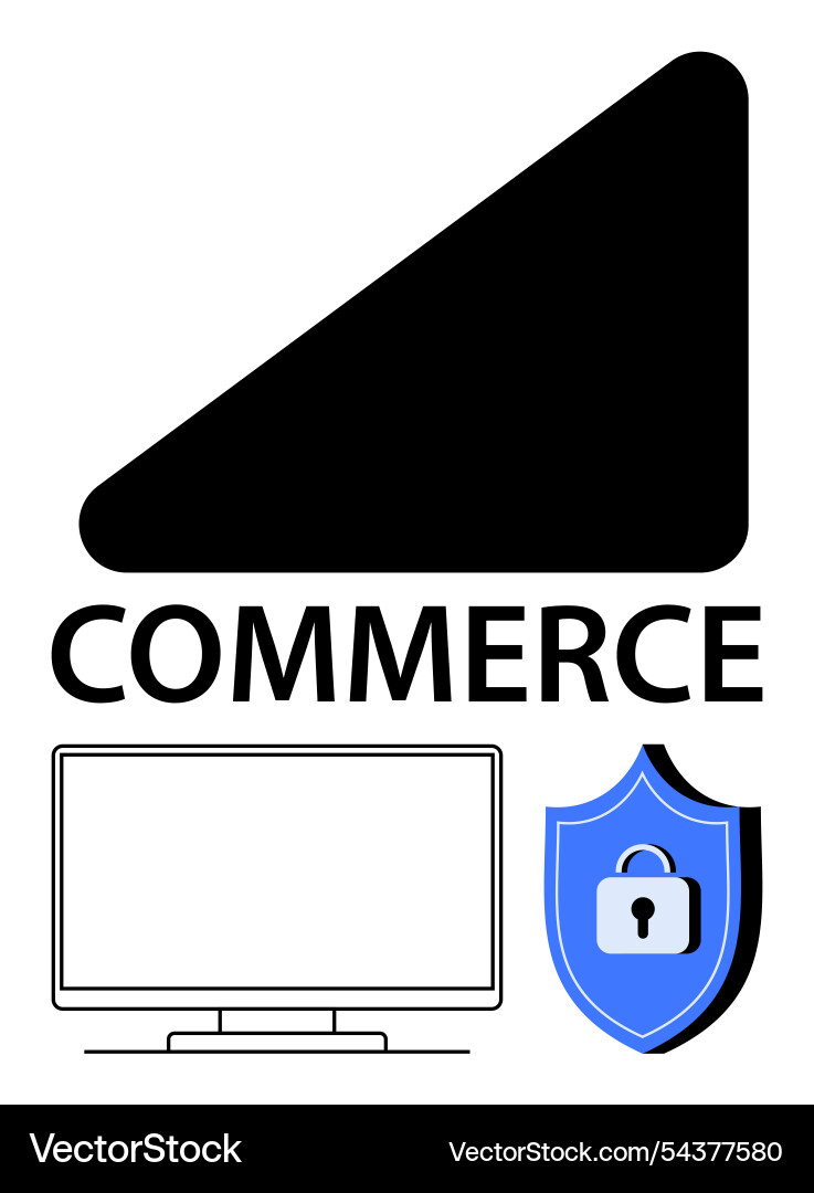 E-commerce and cybersecurity integration shield E-commerce and cybersecurity integration shield vector image