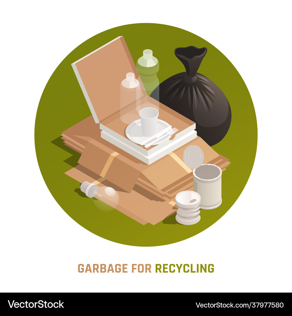 Garbage for recycling round composition vector image