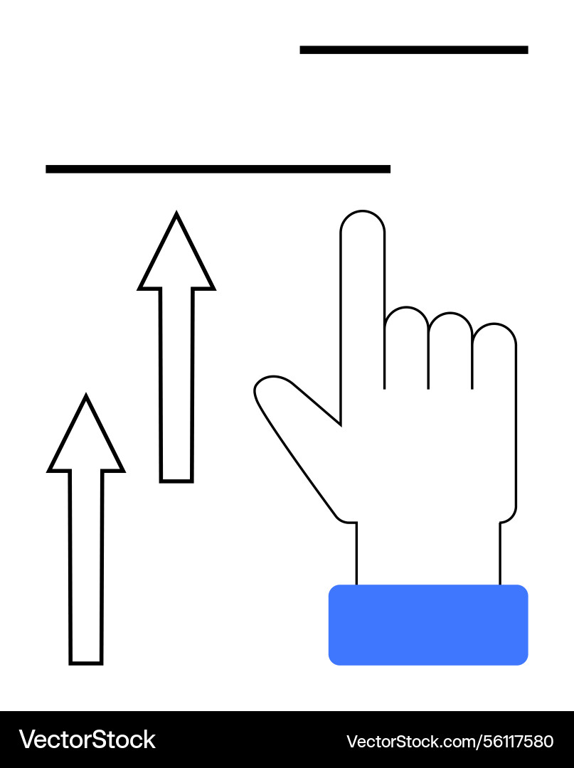 Hand gesture for navigation with vertical arrows Hand gesture for navigation with vertical arrows vector image