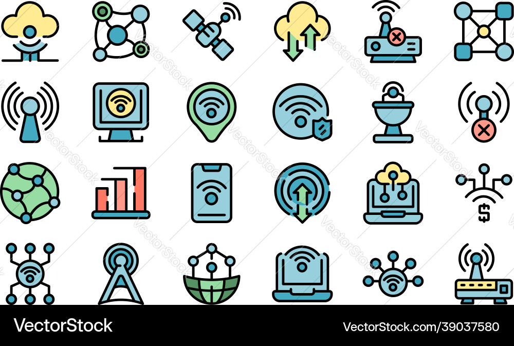 Internet connection icons set flat Internet connection icons set flat vector image