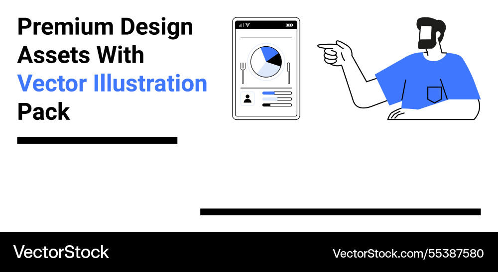 Man gesturing towards data analytics displayed Vector Image