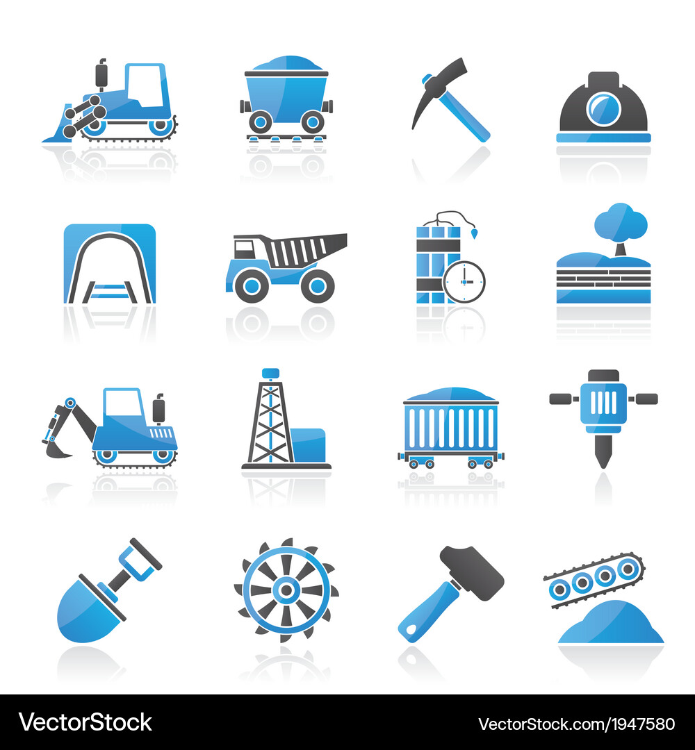 Mining & Quarrying Icon Set Vector Image