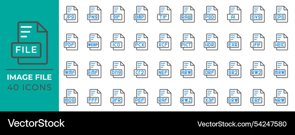 Set of document format icons for various file Set of document format icons for various file vector image