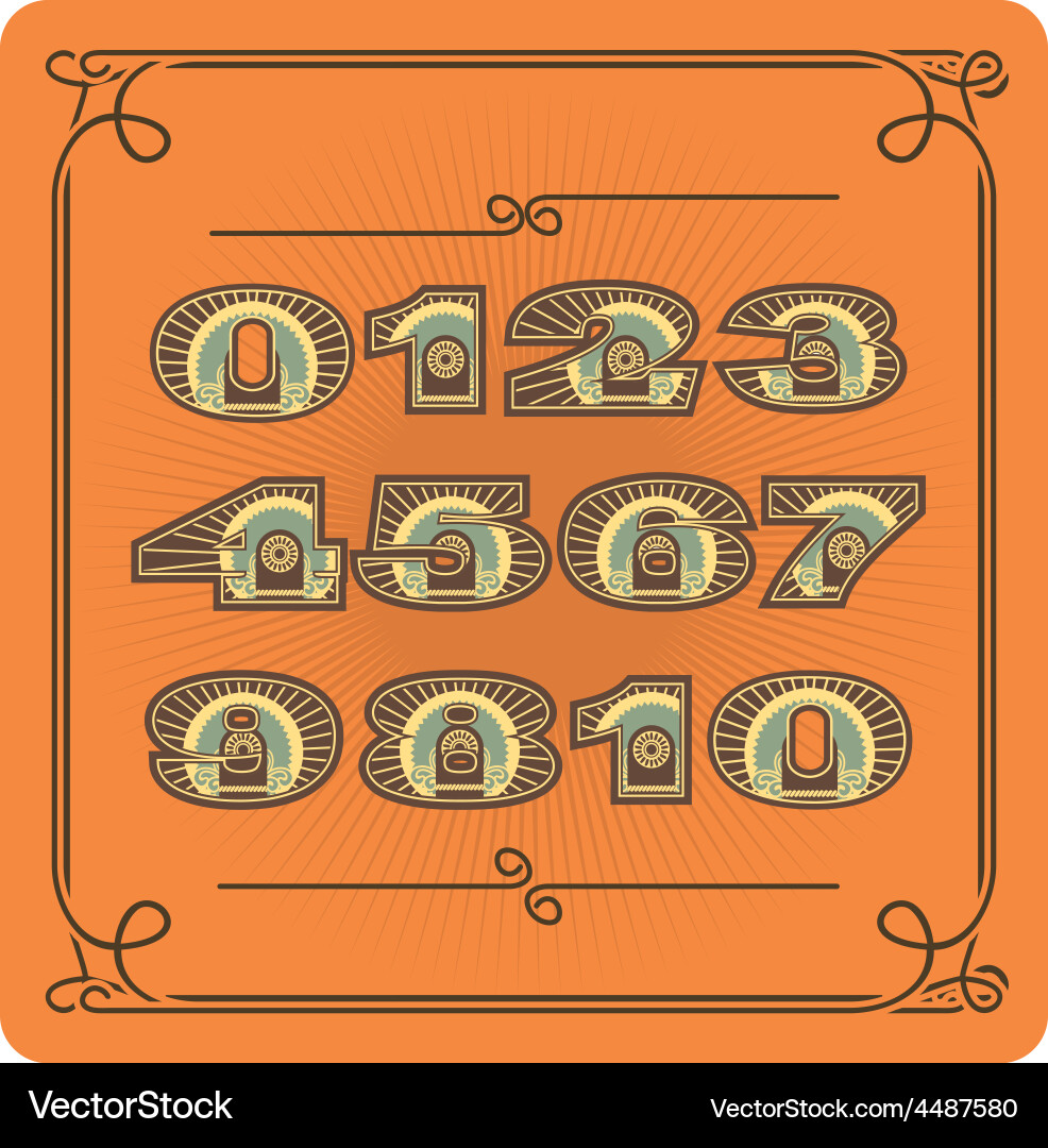 Set of retro numbers Vector Image