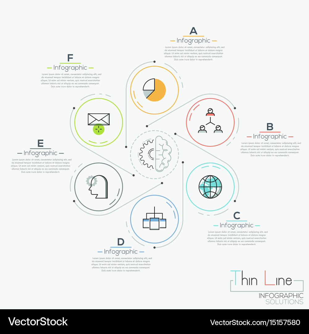 Six Connected Round Elements with Icons vector image