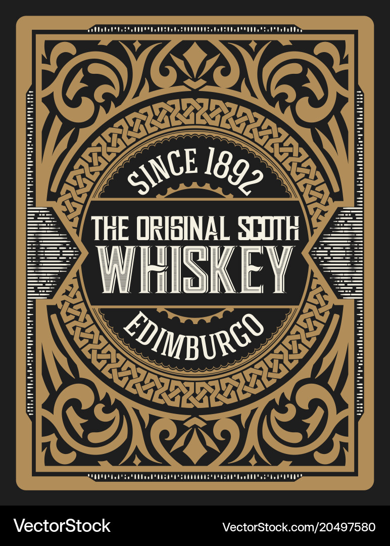 Whiskey label with old frames layered Vector Image