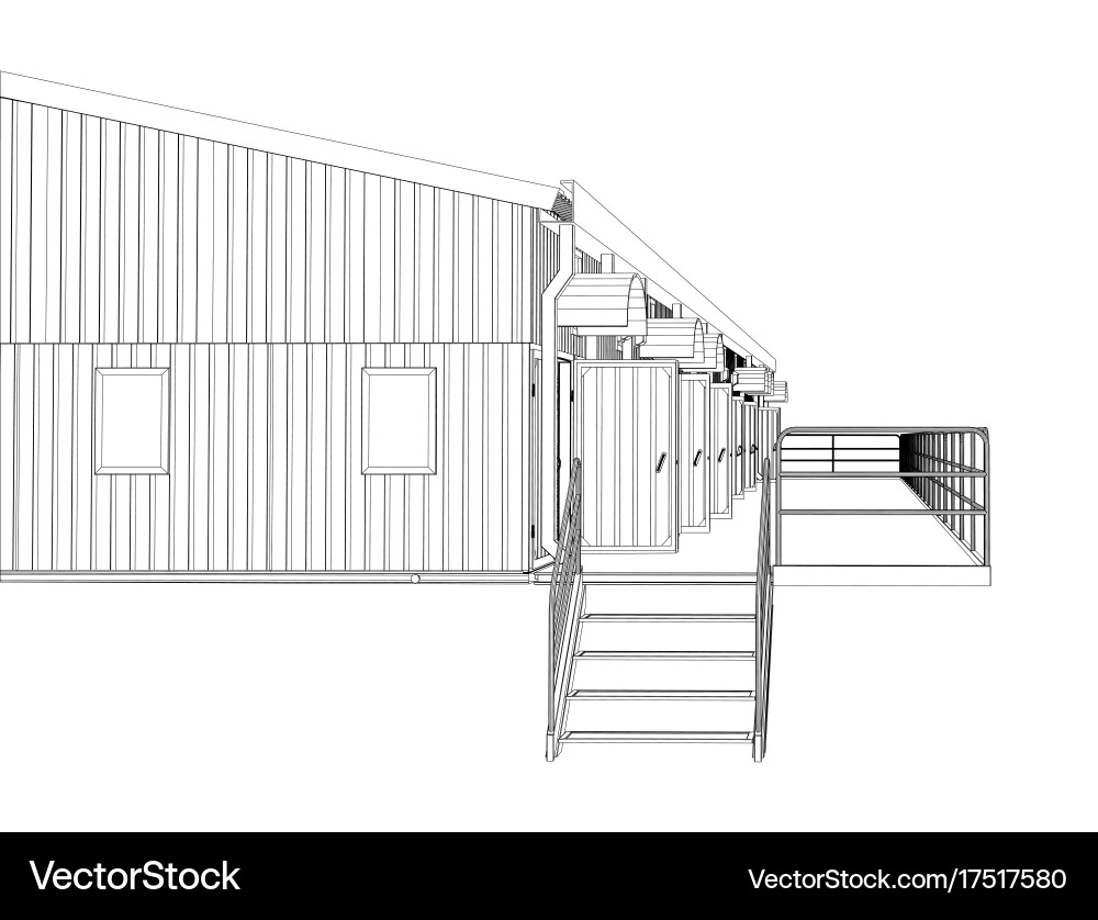 Wire-frame industrial building Royalty Free Vector Image