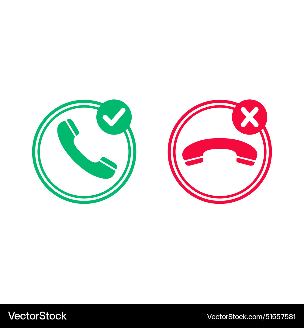 Answer decline phone call hang up red green button vector image
