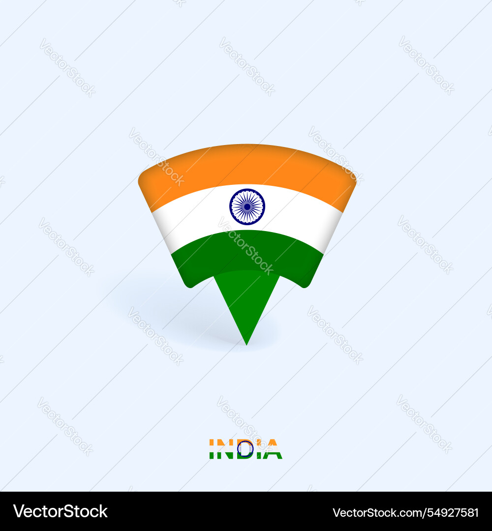 India flag map pointer design with shadow vector image