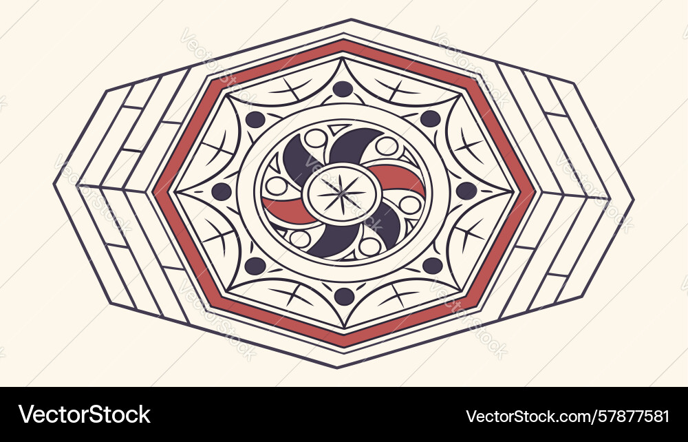 Octagonal geometric pattern with central pinwheel Vector Image
