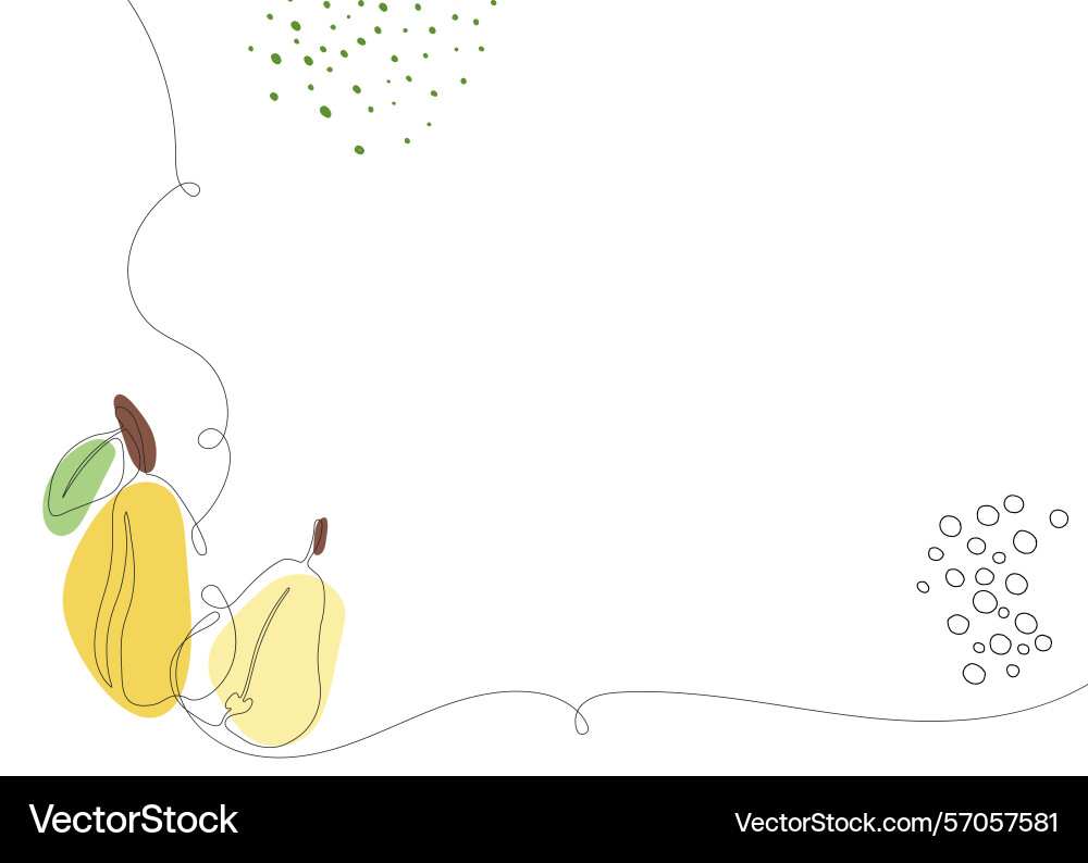 Pear continuous line background one single vector image