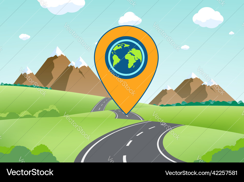 Road path with location pointer vector image